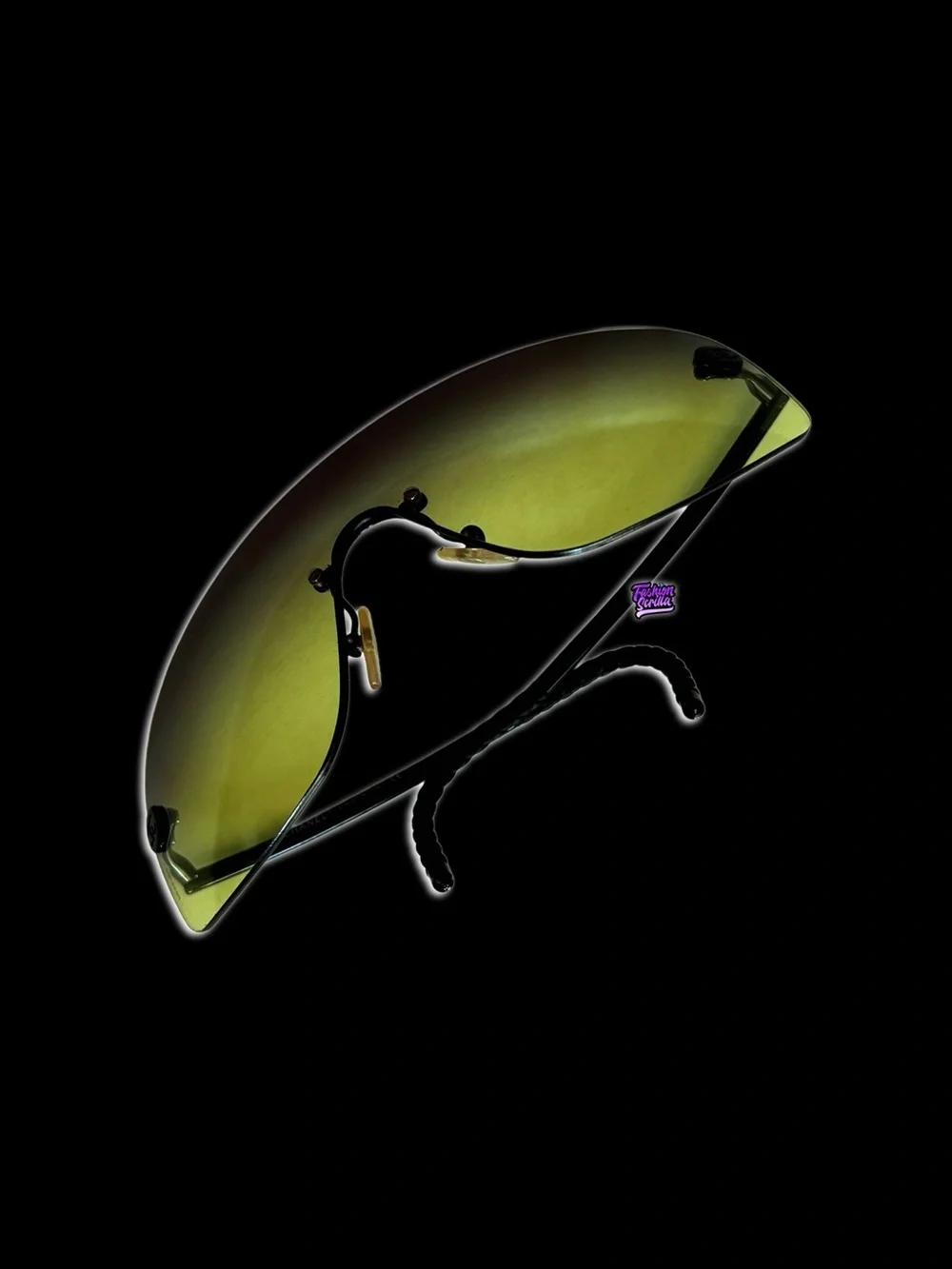 Chanel Model 4036 C126/8A Green Ombré Black Logo Rimless Y2K Shield Sunglasses